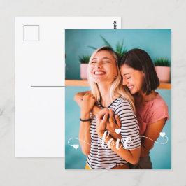 ガールズホワイトラブスクリプトとハートバレンタイン ポストカード