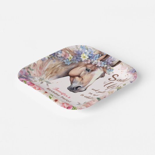 ガールズホースバースデーパーティー紙プレート ペーパープレート (傾斜あり)