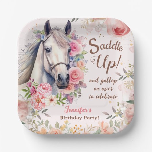 ガールズホースバースデーパーティー紙プレート ペーパープレート (正面)