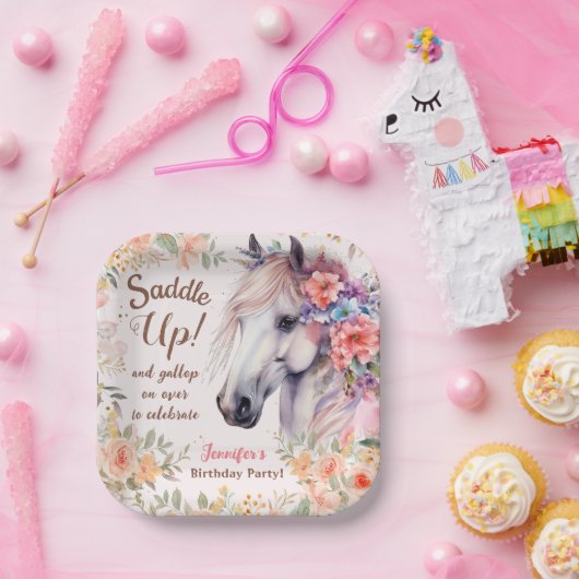 ガールズホースバースデーパーティー紙プレート ペーパープレート (パーティー)