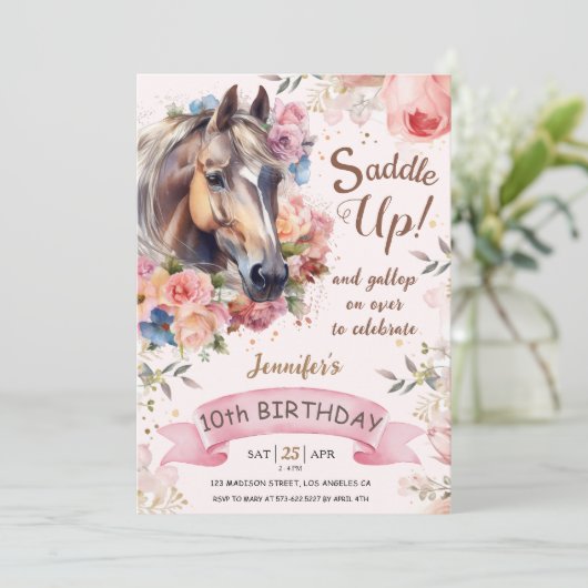 ガールズホース10番誕生日女性のカーボーイサドルアップ！ 招待状 (スタンド正面)
