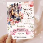 ガールズホース6位誕生日女性のカーボーイサドルアップ! 招待状