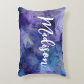 ガールズボホパープルブルーウォーターパーソナライズされたカラー アクセントクッション (正面(垂直))