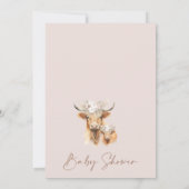 ガールズボホフローラアルチハイランドカウベイビーシャワー 招待状 (裏面)