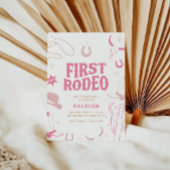 ガールズボホレトロファーストロデオ女性のカーボーイ1st Birthday 招待状