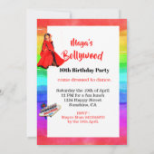 ガールズボリウッドカラフルおもしろい10誕生日 招待状 (裏面)