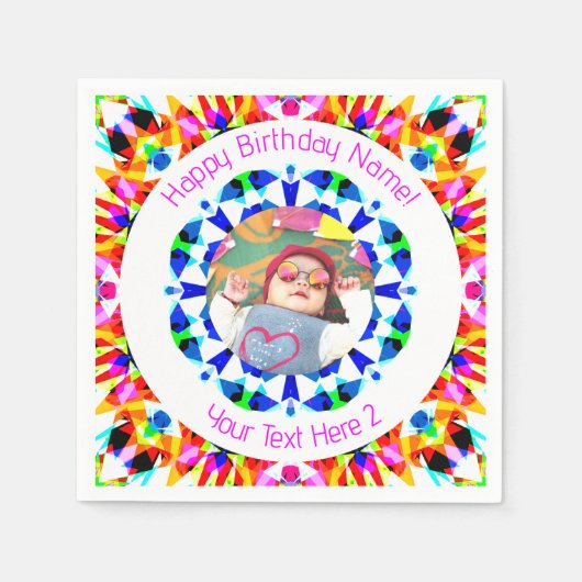 ガールズボーイズハッピーバースデースカスタムターの年齢写真 スタンダードカクテルナプキン (正面)