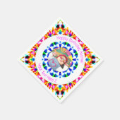 ガールズボーイズハッピーバースデースカスタムターの年齢写真 スタンダードカクテルナプキン (角)