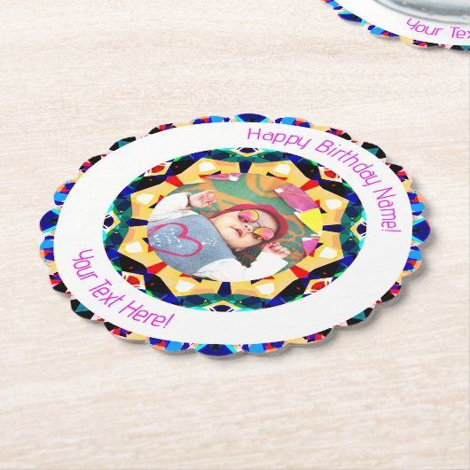 ガールズボーイズハッピーバースデースカスタムターの年齢写真 ペーパーコースター (アングル)