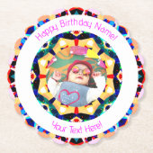 ガールズボーイズハッピーバースデースカスタムターの年齢写真 ペーパーコースター (正面)