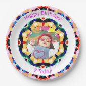 ガールズボーイズハッピーバースデースカスタムターの年齢写真 ペーパープレート (正面)