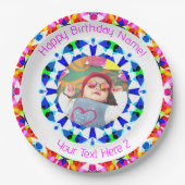 ガールズボーイズハッピーバースデースカスタムターの年齢写真 ペーパープレート (正面)