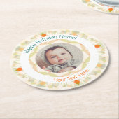 ガールズボーイズ秋ハッピーバースデーカスタム年齢写真 ラウンドペーパーコースター (アングル)