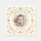 ガールズボーイズ秋秋ハッピーバースデーカスタム写真 スタンダードカクテルナプキン (正面)