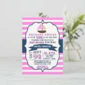 ガールズボート航海のベビーシャワー招待状 招待状 (スタンド正面)