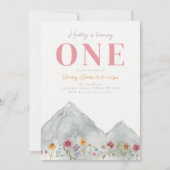 ガールズマウンテンワイルドフラワー誕生日招待状 招待状 (正面)