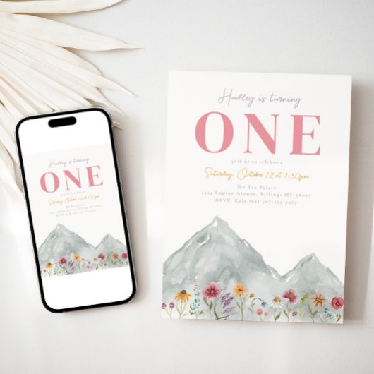 ガールズマウンテンワイルドフラワー誕生日招待状 招待状