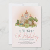 ガールズマジカルピンクフェアリータリーストーリー子供の誕生日 招待状 (正面)