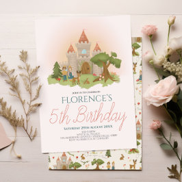 ガールズマジカルピンクフェアリータリーストーリー子供の誕生日 招待状