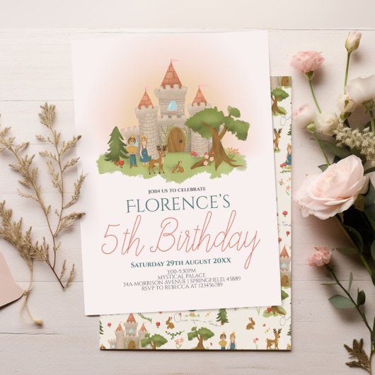 ガールズマジカルピンクフェアリータリーストーリー子供の誕生日 招待状