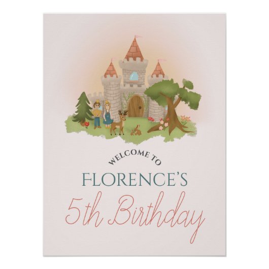 ガールズマジカルフェアユタレ子供の誕生日ウェルカムサイン ポスター (正面)