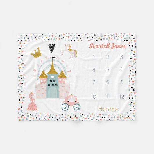 ガールズマジカルプリンセス城月次マイルストーン フリースブランケット (正面(横))