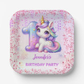 ガールズマジカルユニコーン1st誕生日パーティー ペーパープレート (正面)