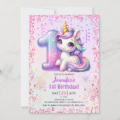 ガールズマジカルユニコーン1st誕生日パーティー 招待状 (正面)