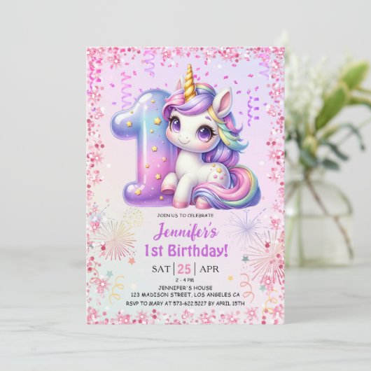 ガールズマジカルユニコーン1st誕生日パーティー 招待状 (スタンド正面)