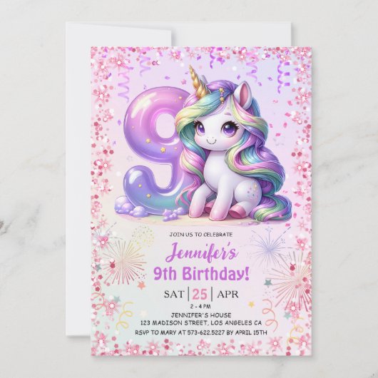ガールズマジカルユニコーン9thバースデーパーティー 招待状 (正面)