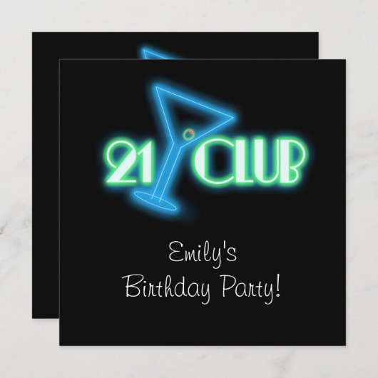 ガールズマルティーニ21歳の誕生日 招待状 (正面/裏面)