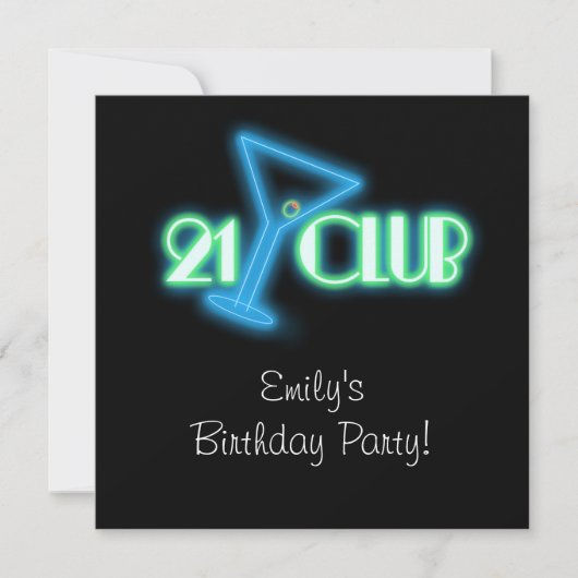 ガールズマルティーニ21歳の誕生日 招待状 (正面)