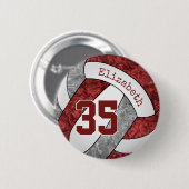 ガールズマルーン灰色バレーボールチームカラー 缶バッジ (正面&裏面)