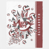 ガールズマルーン黒バレーボールスタースポーツデッキ フリースブランケット (正面)