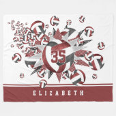 ガールズマルーン黒バレーボールスタースポーツデッキ フリースブランケット (正面(横))