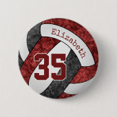 ガールズマルーン黒バレーボールチームカラー 缶バッジ (正面)