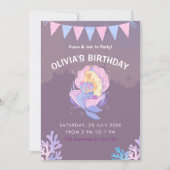 ガールズマーメイドザシー誕生日、ガールズパーティー 招待状 (正面)
