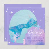 ガールズマーメイドテールアンダーザシー誕生日招待状 招待状 (正面/裏面)