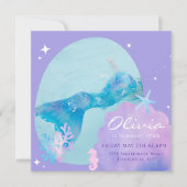 ガールズマーメイドテールアンダーザシー誕生日招待状 招待状 (正面)