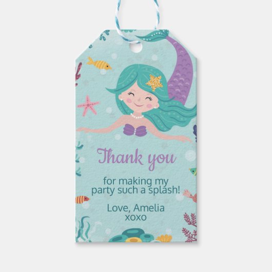 ガールズマーメイドバースデーパーティーメッセージカード ギフトタグ (正面)