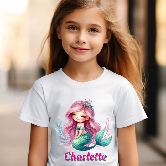 ガールズマーメイド名前をカスタムする Tシャツ