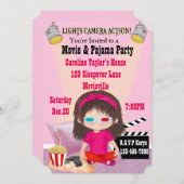 ガールズムービー&パジャマパーティー招待状 招待状 (正面/裏面)