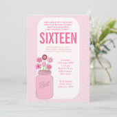 ガールズメイスンジャール甘い16誕生日パーティー招待状 招待状 (スタンド正面)