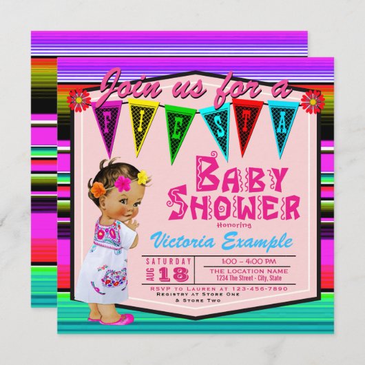 ガールズメキシカンフィエスタベビーシャワー招待状 招待状 (正面/裏面)