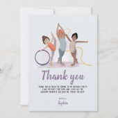 ガールズモダンパープル体操子供の誕生日 サンキューカード (正面)