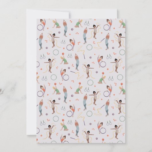 ガールズモダンパープル体操子供の誕生日 サンキューカード (裏面)