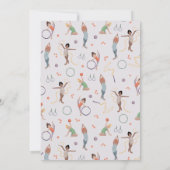 ガールズモダンパープル体操子供の誕生日 招待状 (裏面)