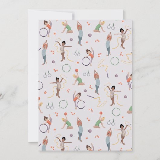 ガールズモダンパープル体操子供の誕生日 招待状 (裏面)