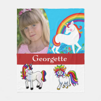 ガールズモノグラムのフォトユニコーンフリースブランケット フリースブランケット