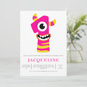 ガールズモンスターファースト誕生日パーティの招待状 招待状 (スタンド正面)